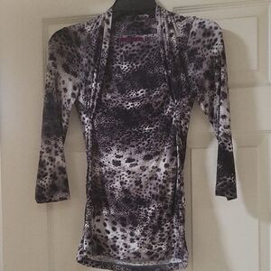Velvet Black and Gray Leopard Print Top